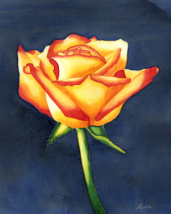 yellow rose watercolor painting