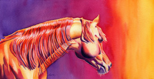 Arabian horse watercolor painting