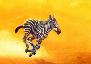 baby zebra in watercolors